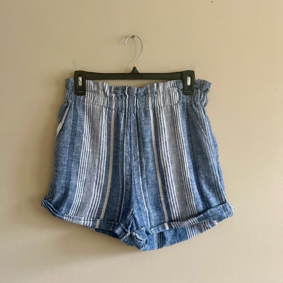 Express, Shortie High Rise, Blue Striped Women's Shorts, Size S/P - Picture 1 of 8